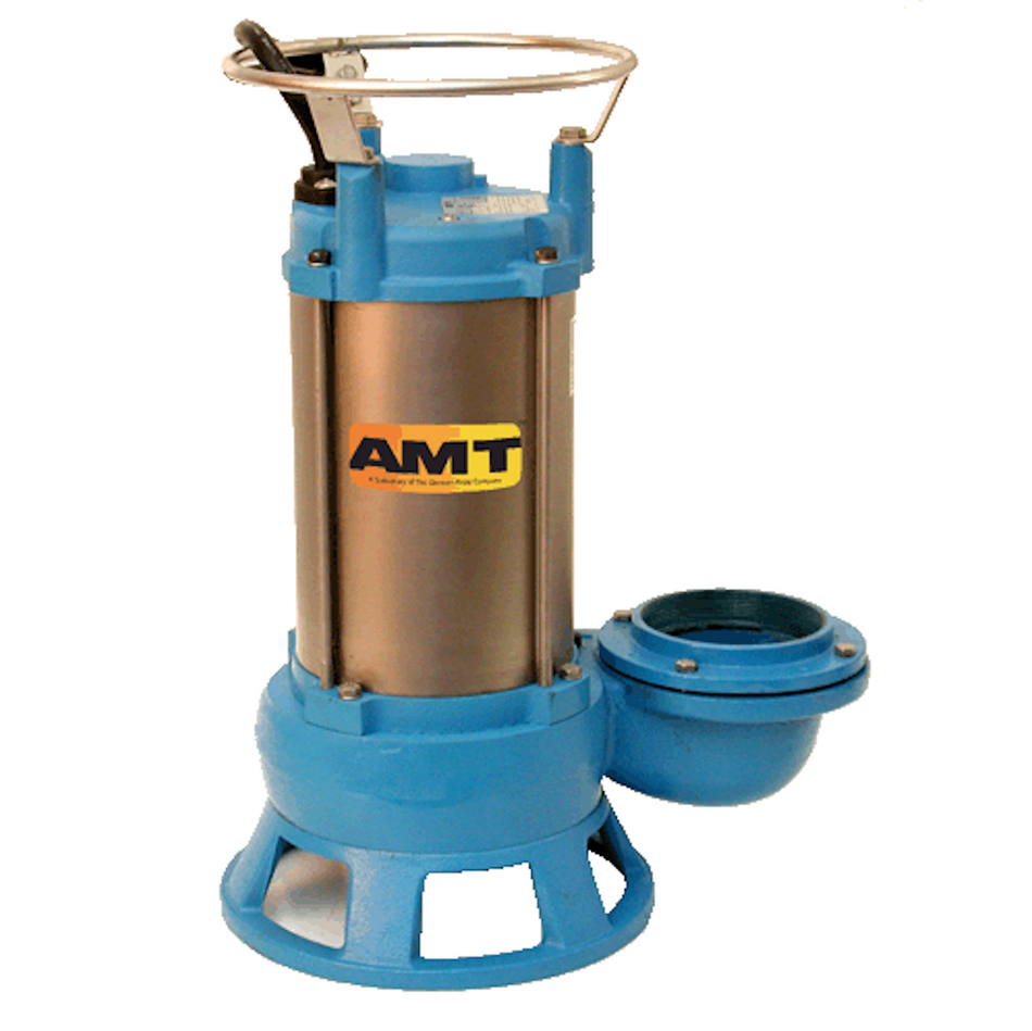 AMT 5760-95 2" NPT Submersible Shredder Sewage Pump, 130 GPM, 1HP 1 Phase 115 VAC 60 Hz Motor, S/C Seal, Cast Iron /SS